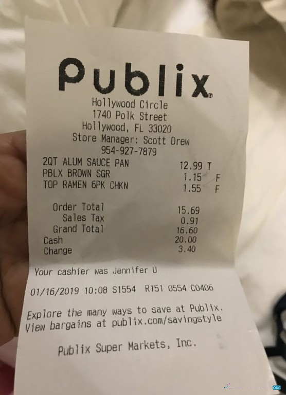 Download USA Publix supermarket payment receipt Photoshop template